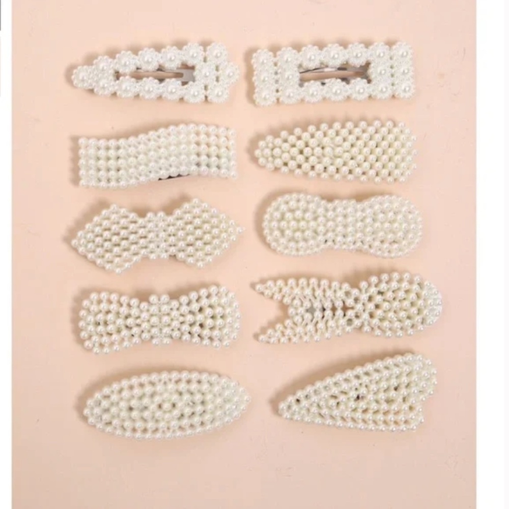 ❤️ FREE Pearl Hair Shaped Boho Modern Hipster Hippie Art Peasant Farm Hair Clips